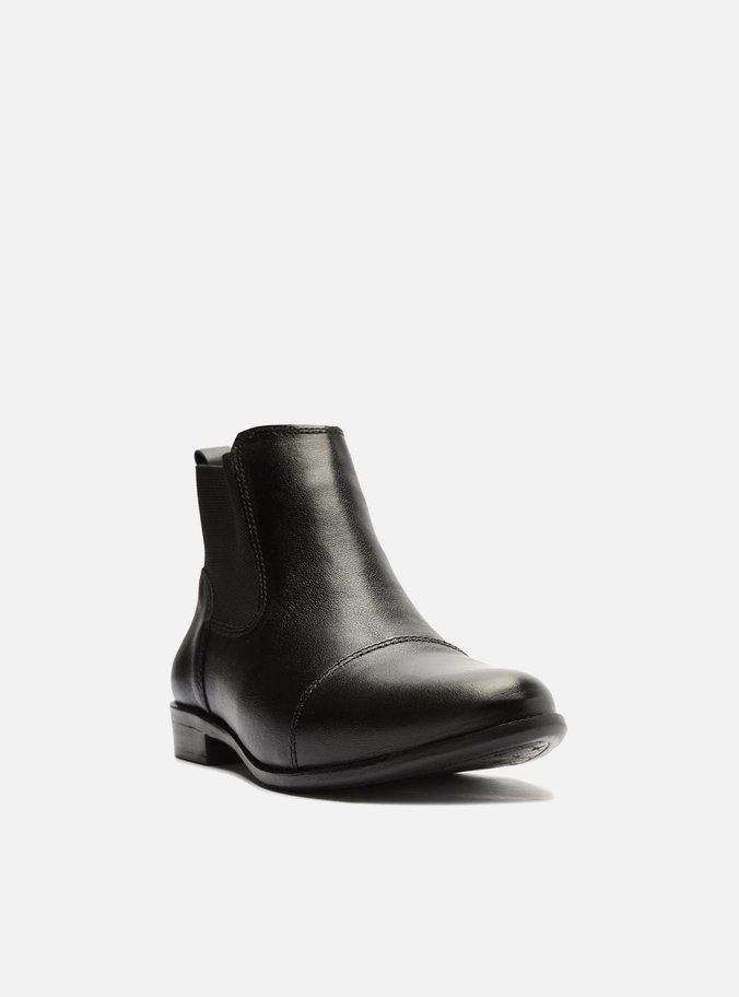 Bota Preta Couro Cano Curto Elástico Chelsea