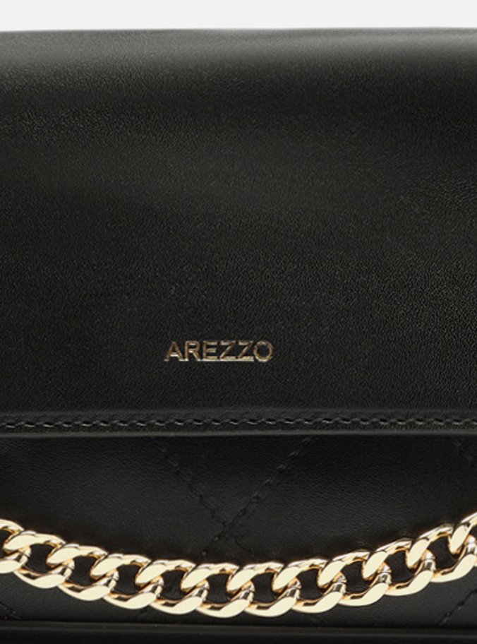 Bolsa Tiracolo Preta Pequena Corrente Metal