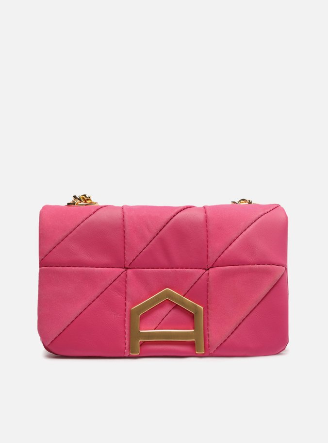 Bolsa Tiracolo Rosa Couro Nobuck  Pequena