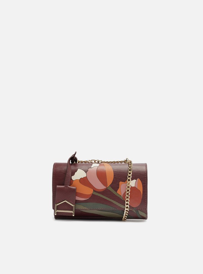 Bolsa Tiracolo Vinho Couro Abraccio Pequena Flor
