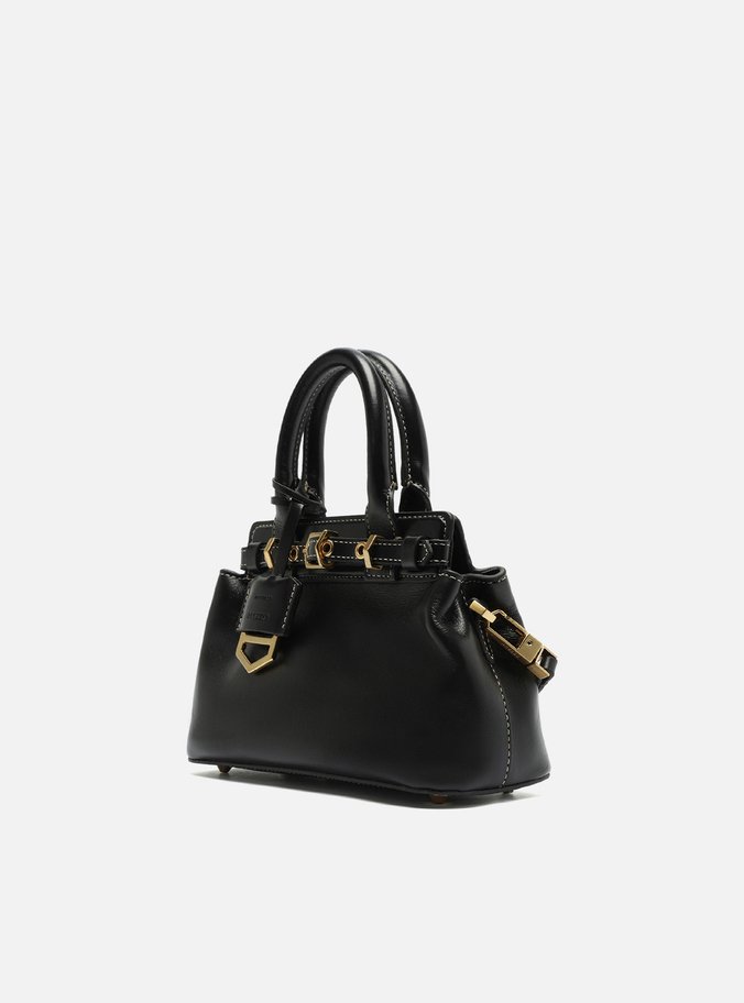 Bolsa Tote Preta Couro Pequena Bag Charm Victória