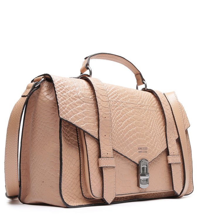 Bolsa Satchel Couro Skin Bege