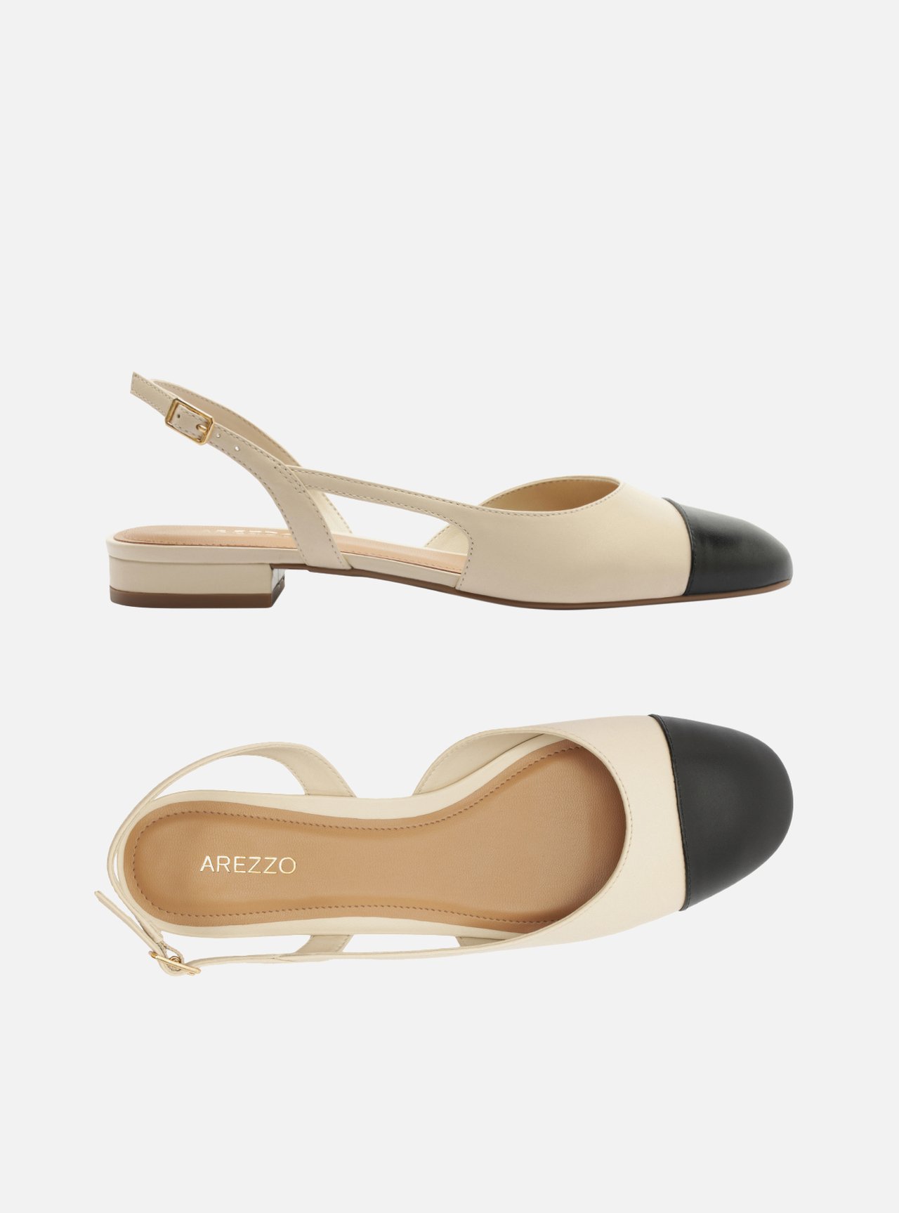 Sapatilha Branca Couro Slingback Cap Toe Preto — foto 5