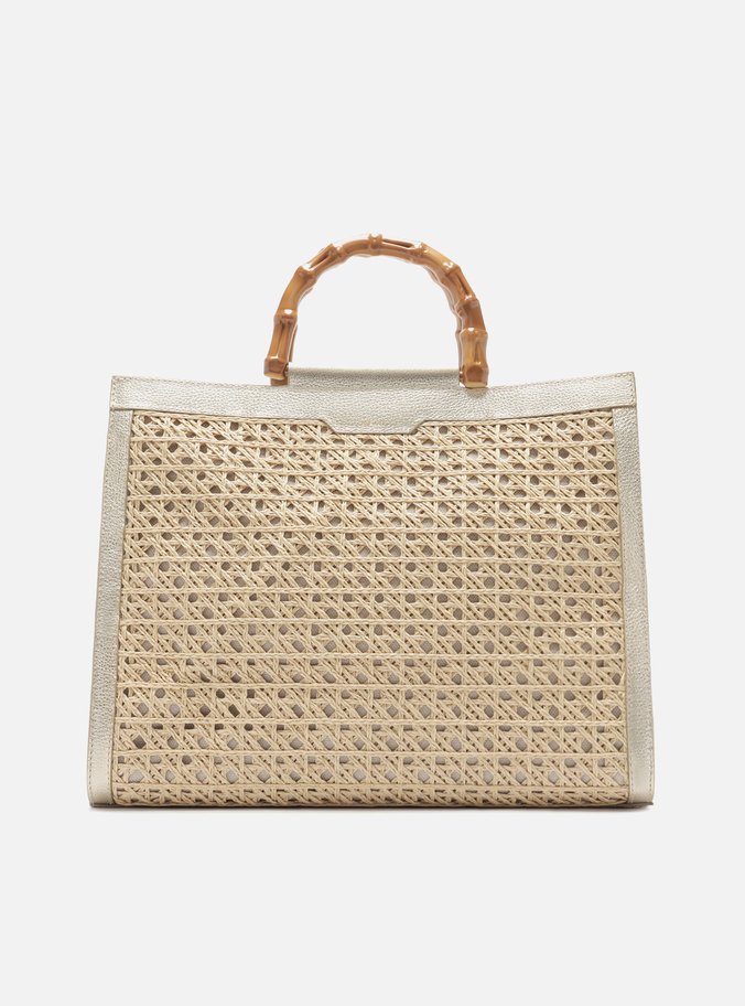 Bolsa Shopping Dourada Couro Palha Isla Grande