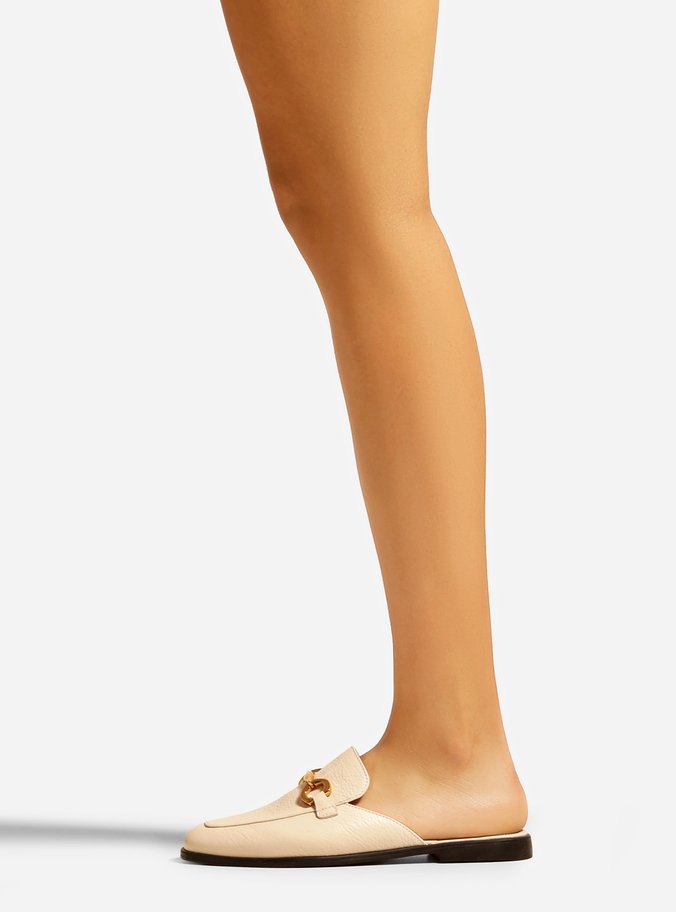 Mule Off-White Couro Rasteira Bridão