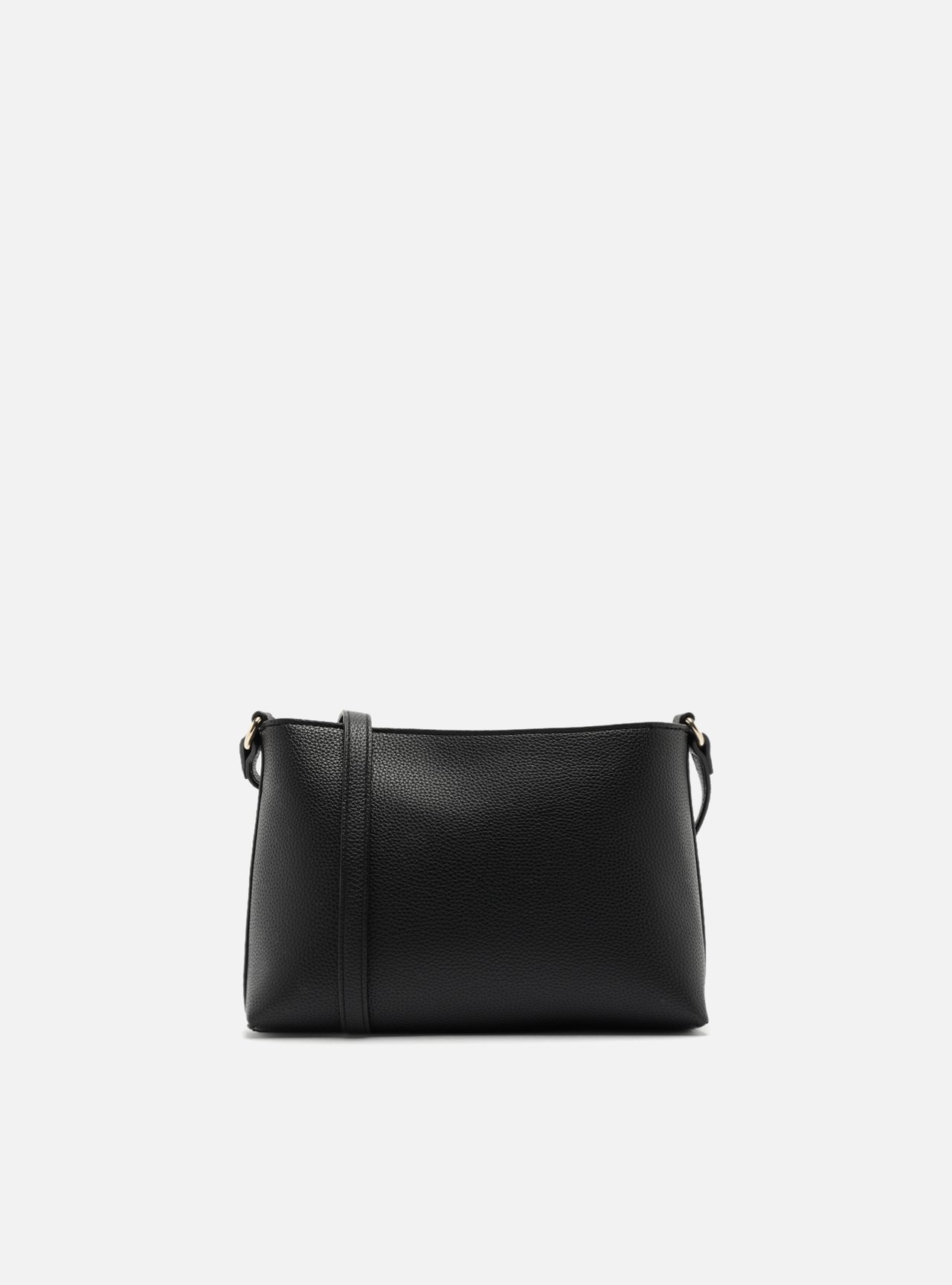 Bolsa Tiracolo Preta Média Granulada Metais — foto 4