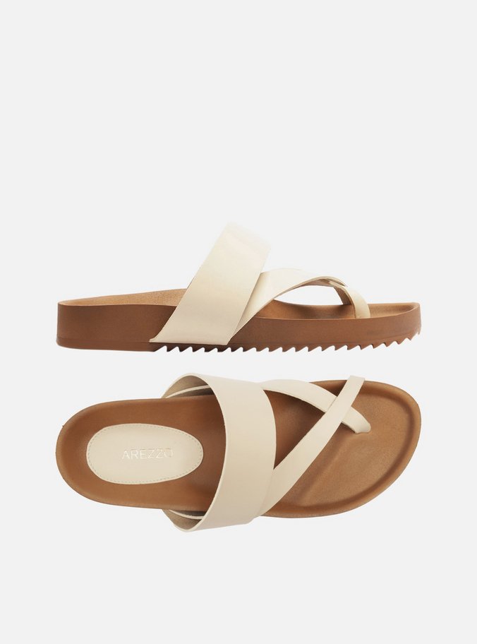 Papete Branca Couro Flatform Tiras Cruzadas