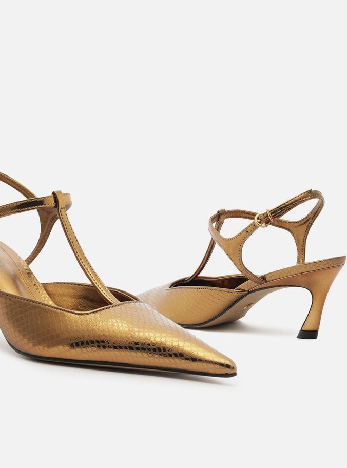 Scarpin Dourado Snake Salto Kitten Aberto Telma