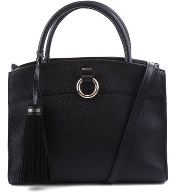Bolsa Tote Couro Grande Cerchio Preta
