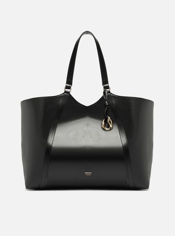 Bolsa Shopping Preta Envernizada Grande