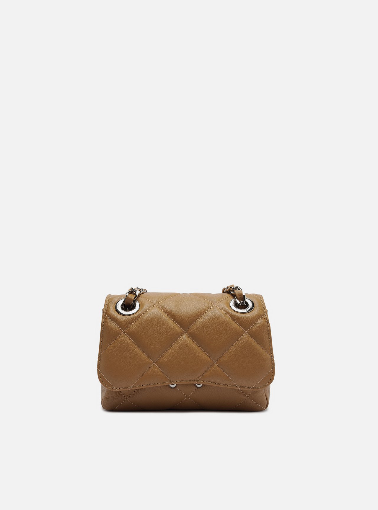 Bolsa Tiracolo Marrom Couro Pequena Matelassê — foto 1