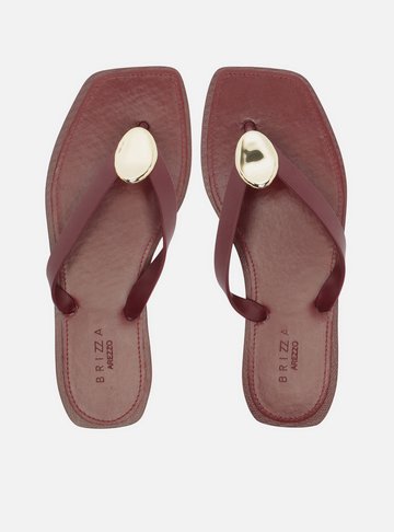 Arezzo — Chinelo de Dedo Bordô Metal Square Brizza