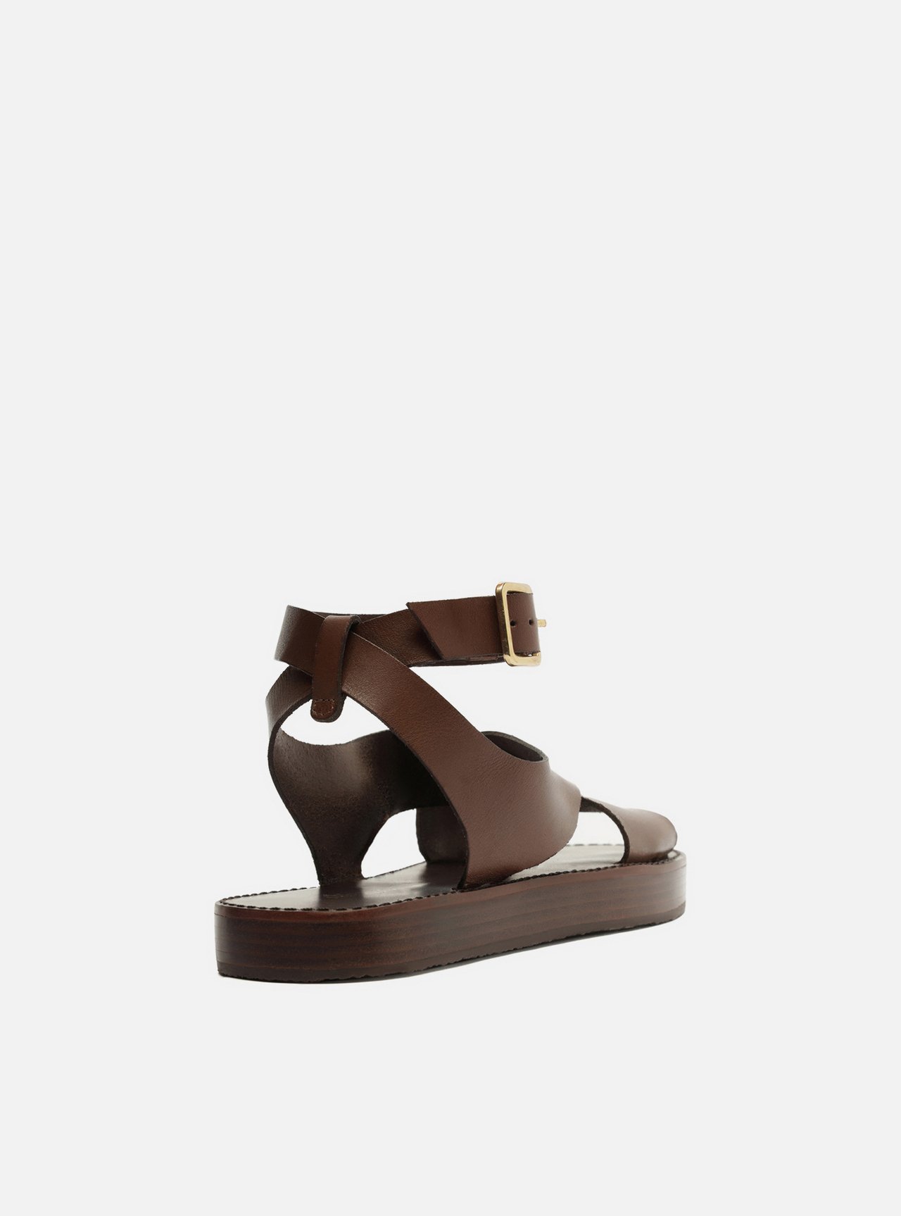 Sandália Marrom Couro Flatform Tiras Largas — foto 3