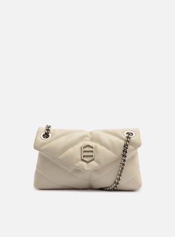 Bolsa Tiracolo Branca Couro Matelassê Média
