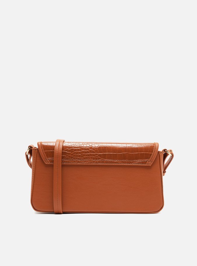 Bolsa Tiracolo Marrom Croco Média