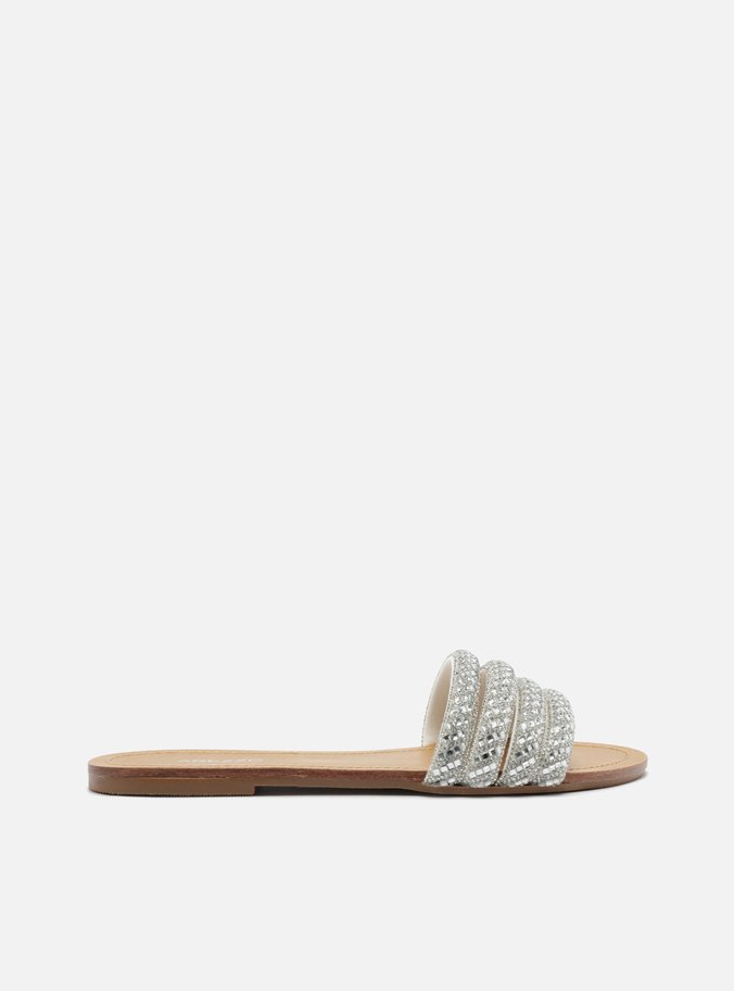 Slide Prata Tiras Cristais
