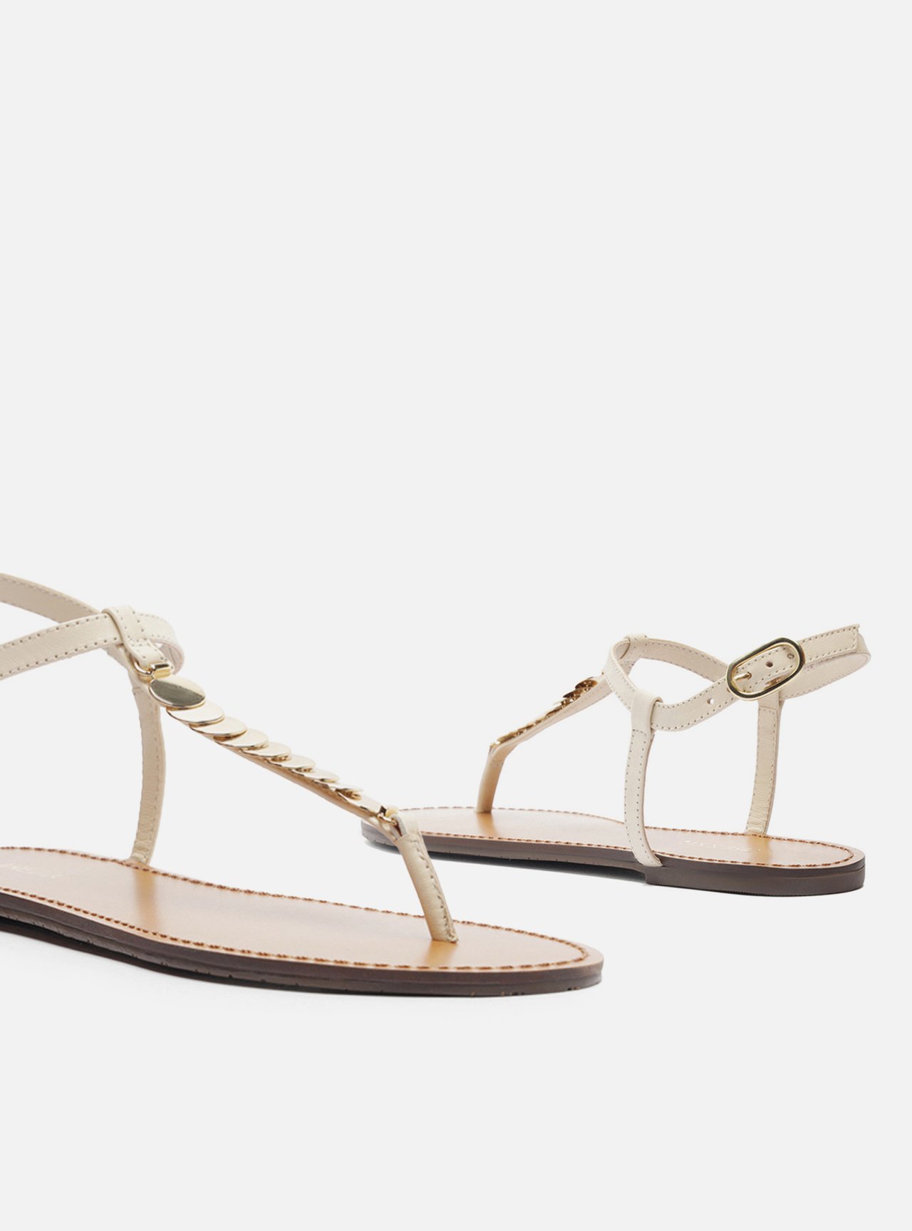 Sandália Rasteira Off-White Couro Slim Metais — foto 4
