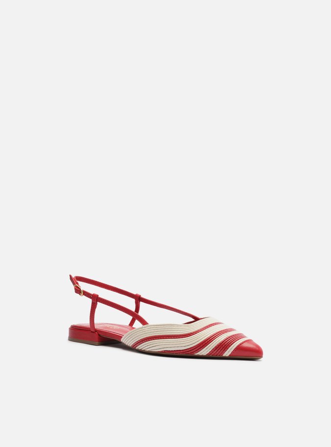 Sapatilha Vermelha Couro Slingback Bicolor