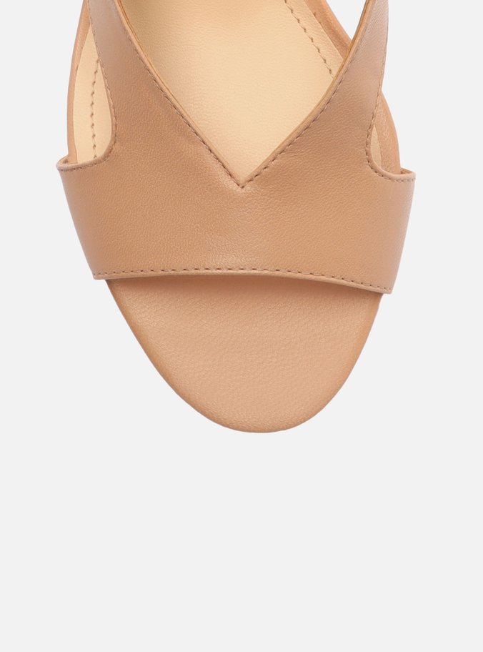 Sandália Nude Salto Bloco Slingback