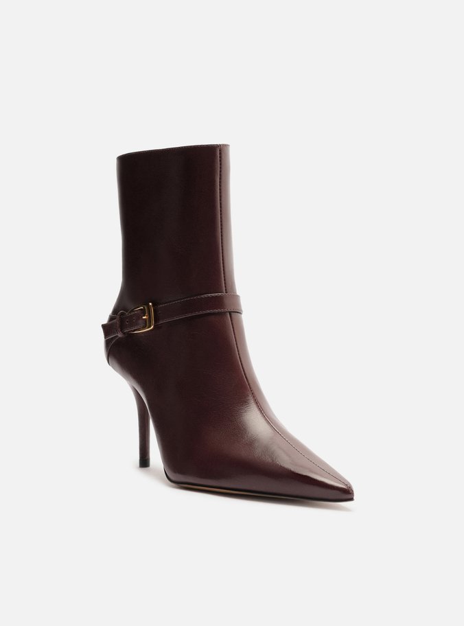 Bota Marrom Couro Cano Curto Tira Fivela