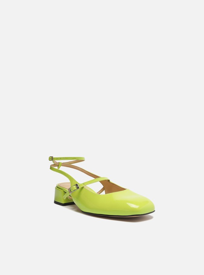 Sapato Boneca Verde Verniz Aberto Tiras Fivelas
