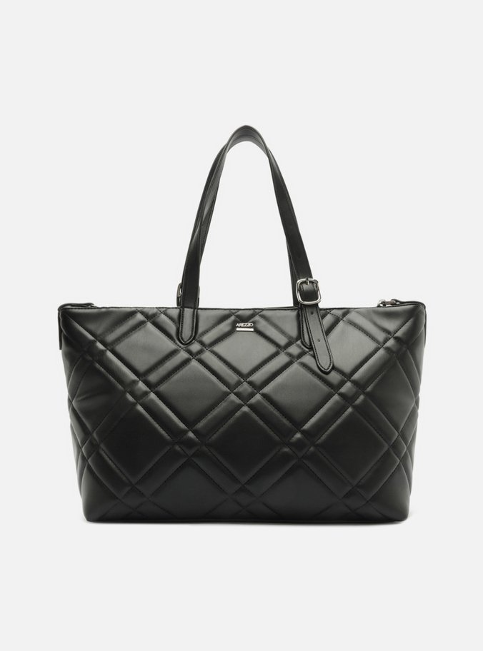 Bolsa Tote Preta Couro Grande Matelassê