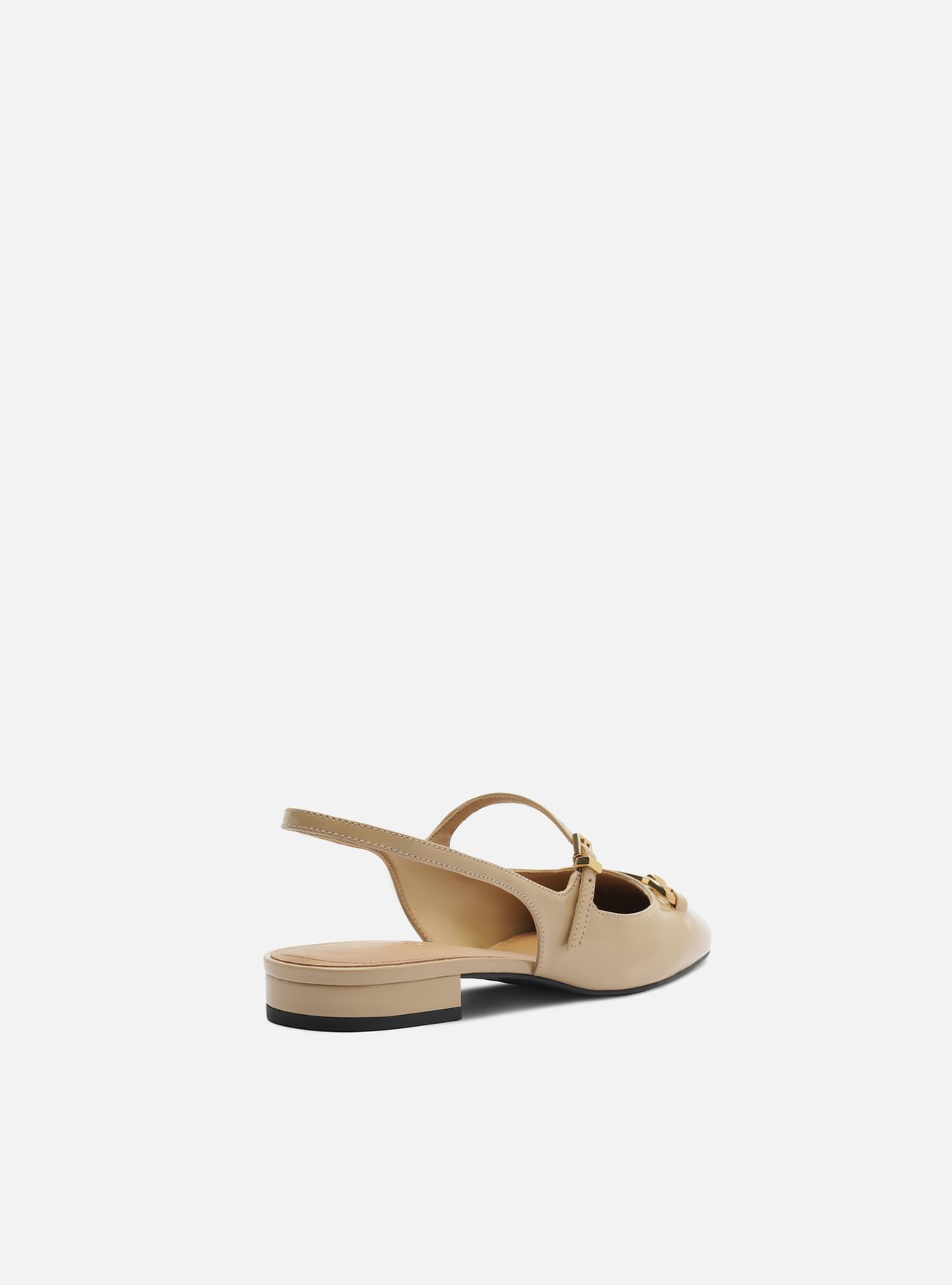 Sapatilha Nude Couro Bico Redondo Bridão Slingback — foto 3