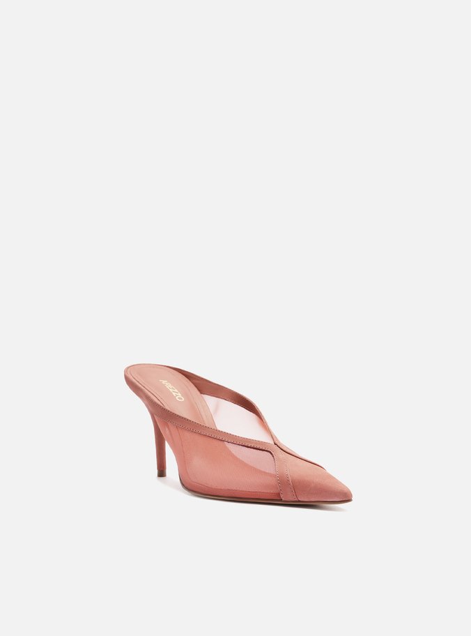 Mule Rosa Tela Salto Alto Fino V