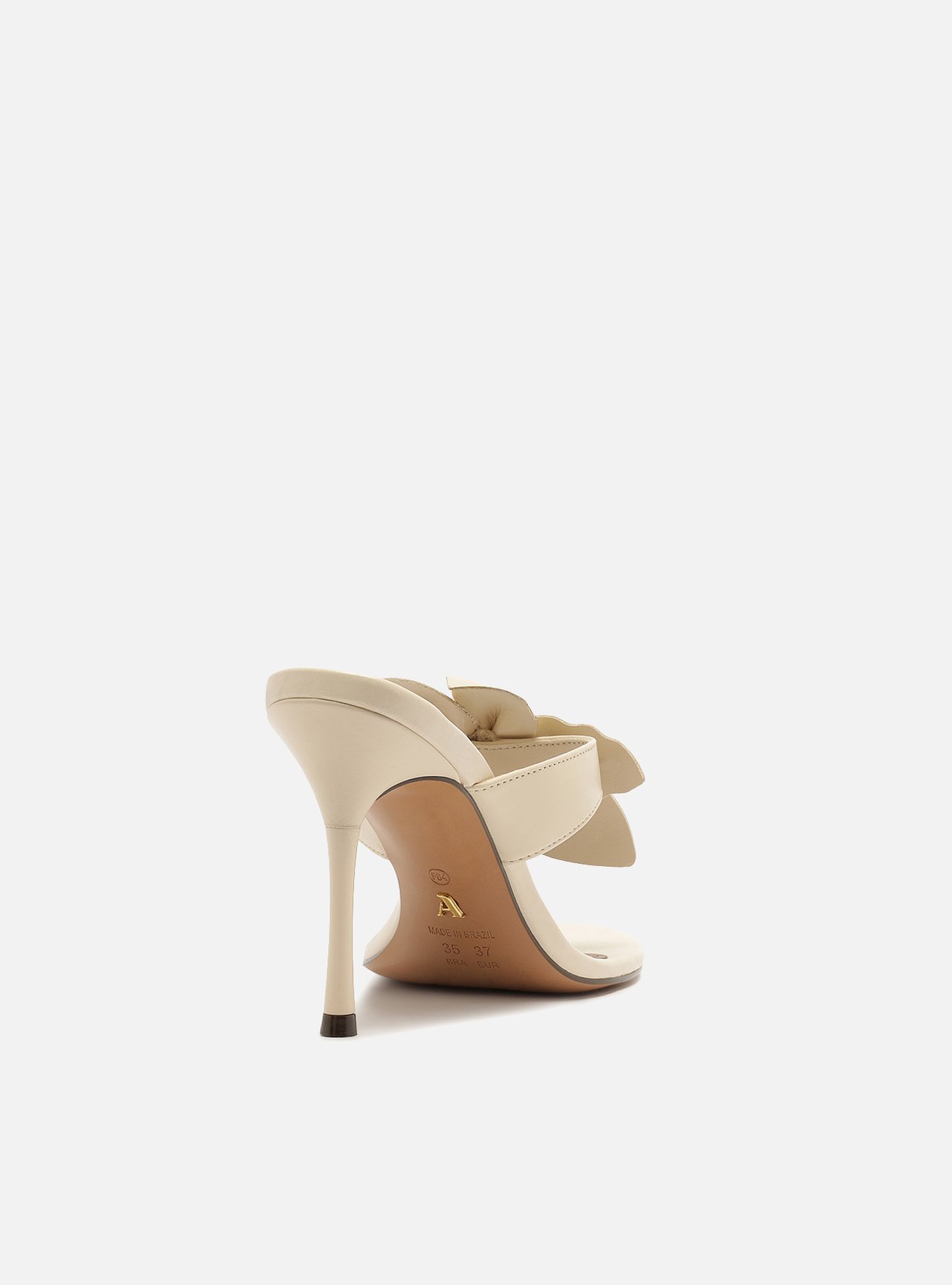 Tamanco Off White Couro Salto Fino Flor — foto 3