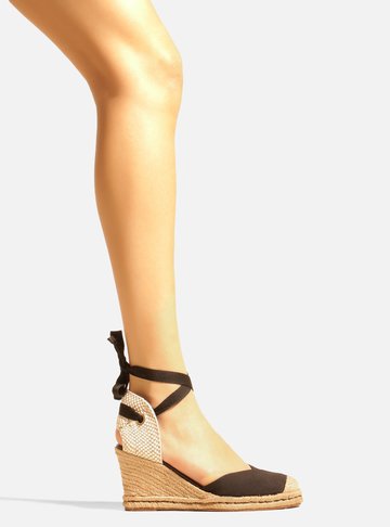 Espadrille preta hot sale de amarrar