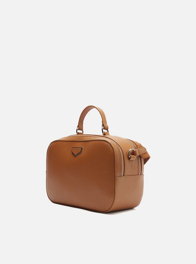 Bolsa Tiracolo Marrom Média Detalhe Metal
