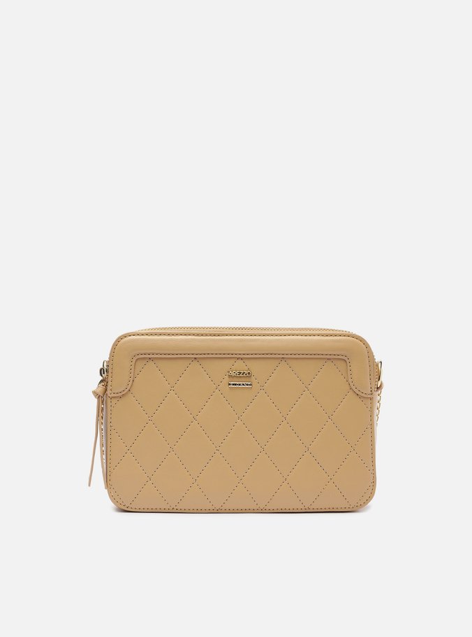 Bolsa Tiracolo Bege Média Matelassê Moldura