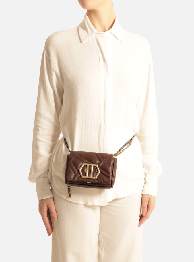 Mini Bag Tiracolo Marrom Escura Couro Emma