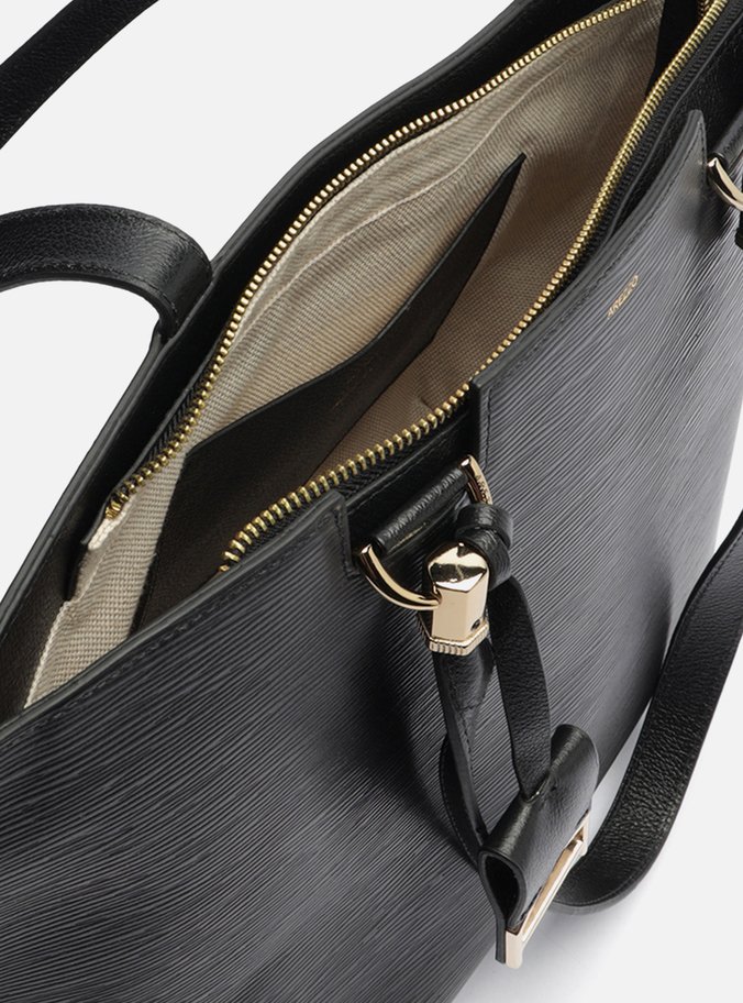 Bolsa Shopping Preta Couro Abraccio Grande