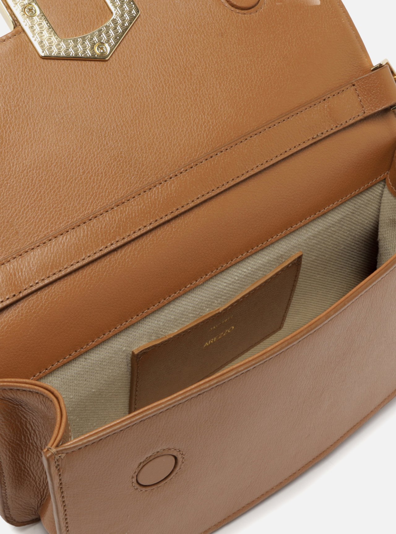 Bolsa Média Marrom Couro Fecho Metálico Corrente — foto 4