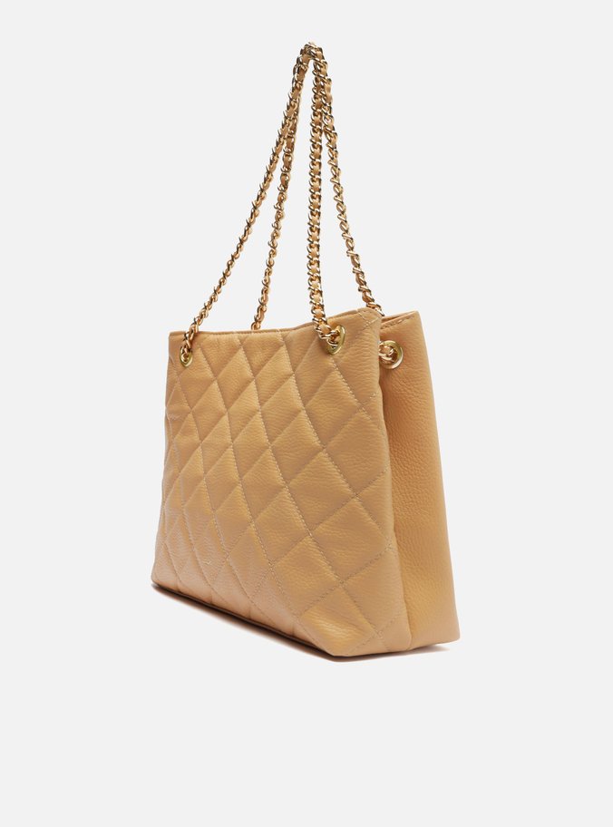 Bolsa Tote Nude Couro Matelassê Média