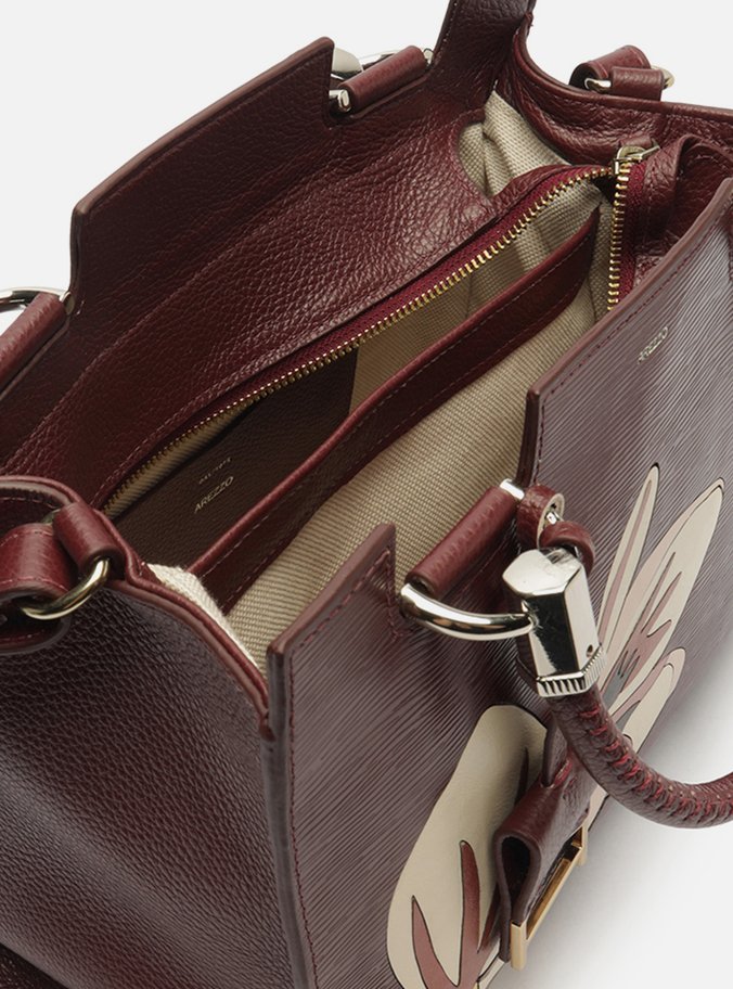 Bolsa Tote Vermelha Couro Abraccio Grande Flor