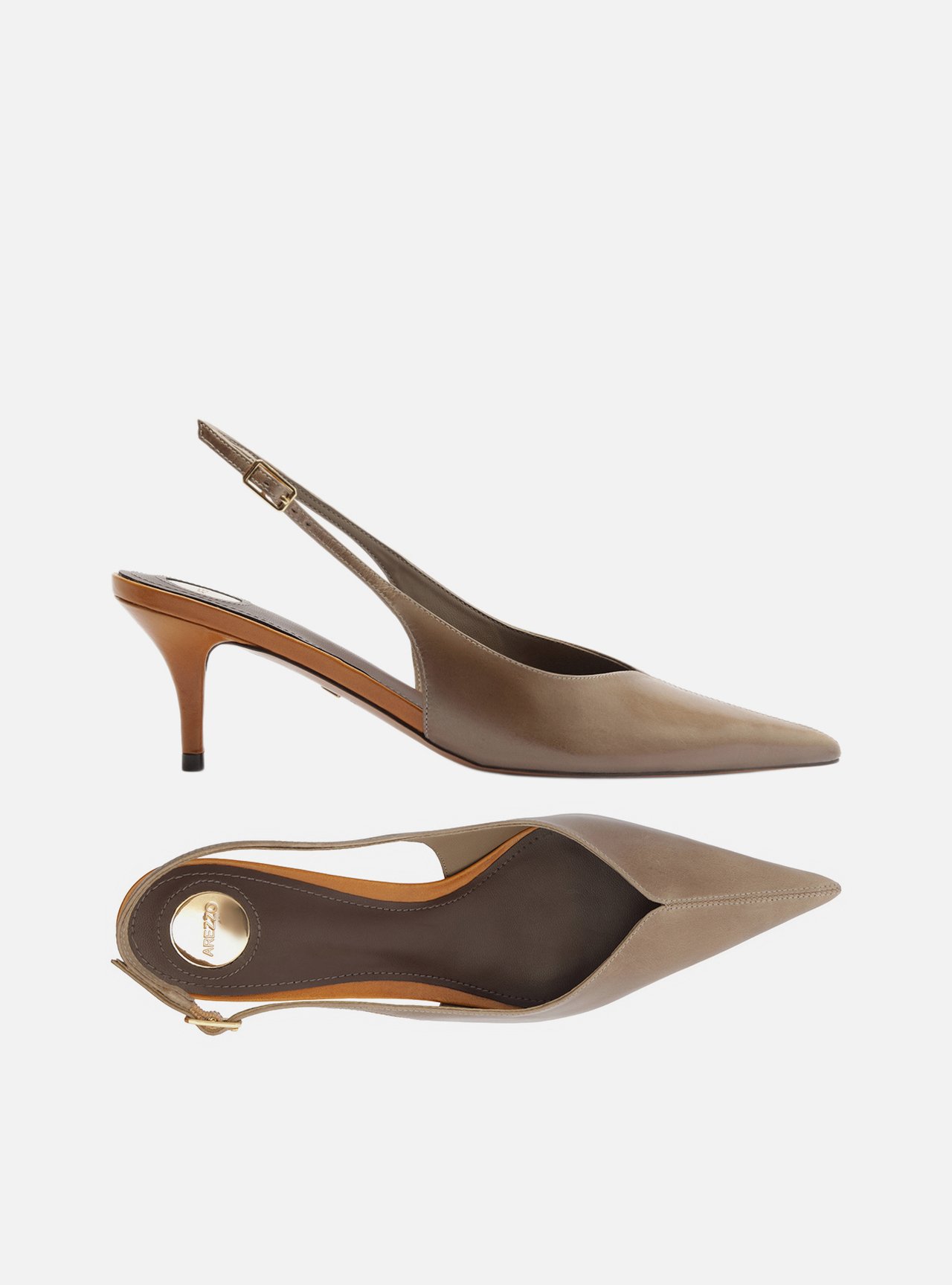 Scarpin Cinza Couro Salto Fino Slingback — foto 5
