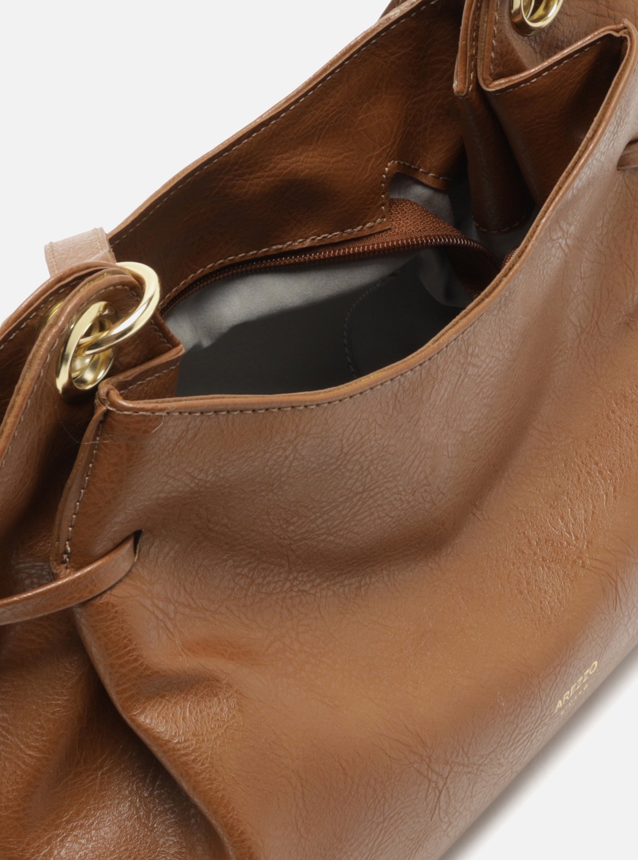 Bolsa Tiracolo Marrom Média Franzida — foto 4