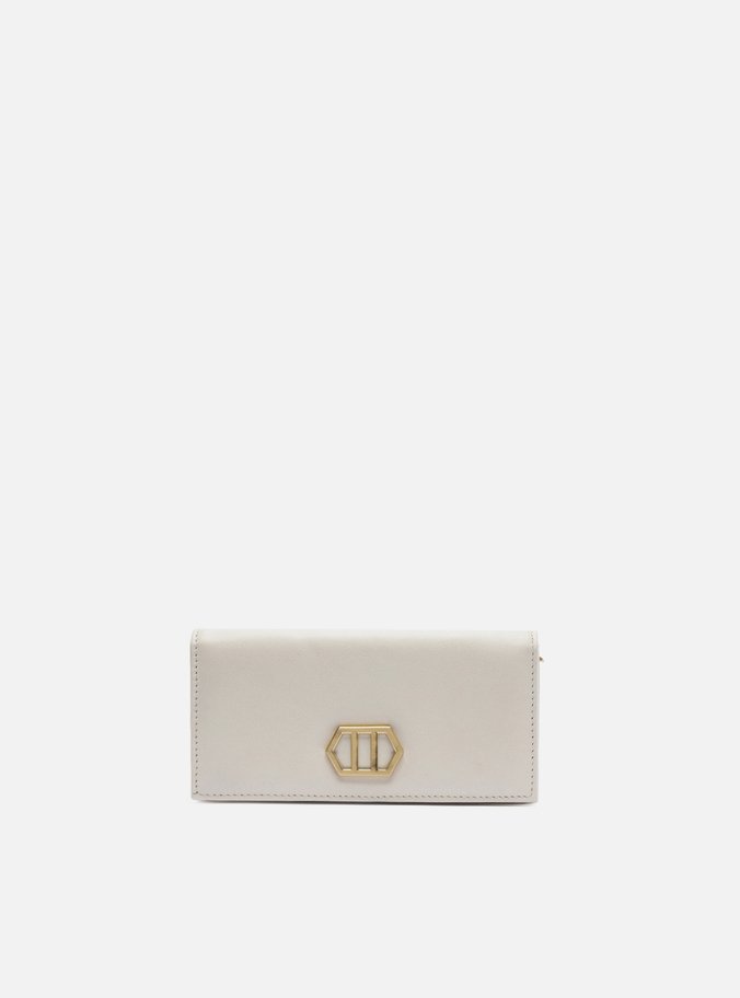 Bolsa Clutch Branca Couro Pequena Corrente