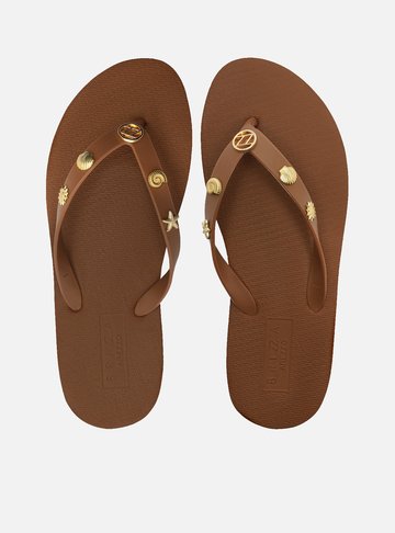 Chinelo de Dedo Marrom Easy Metais