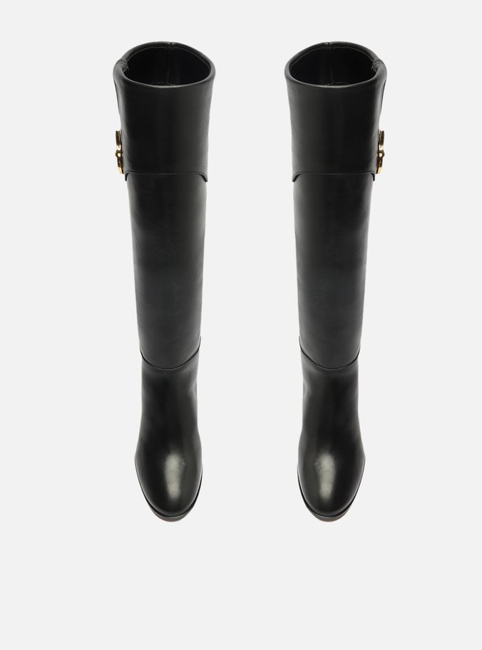 Bota Preta Couro Cano Longo Savannah