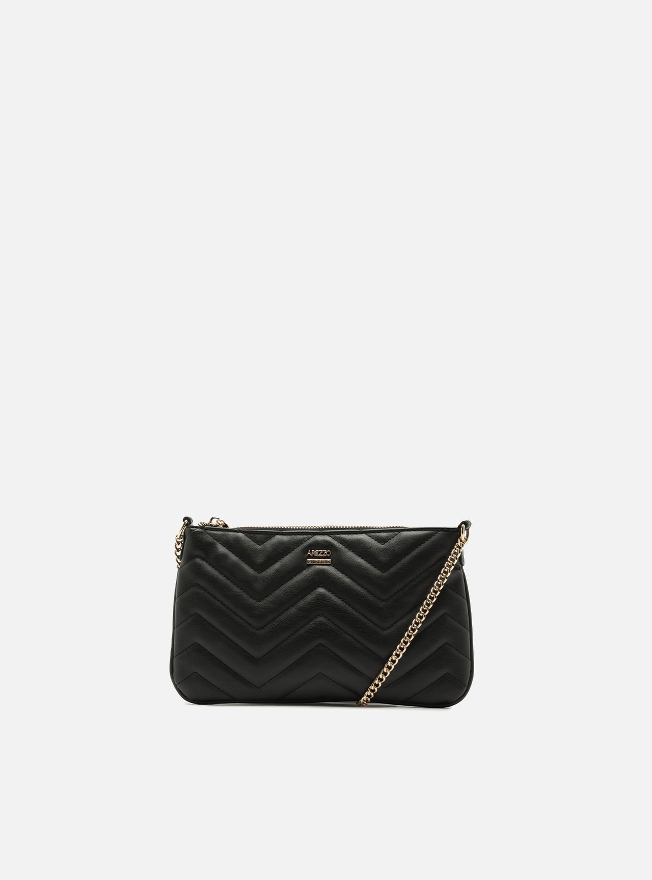 Bolsa Tiracolo Preta Matelassê Pequena Corrente