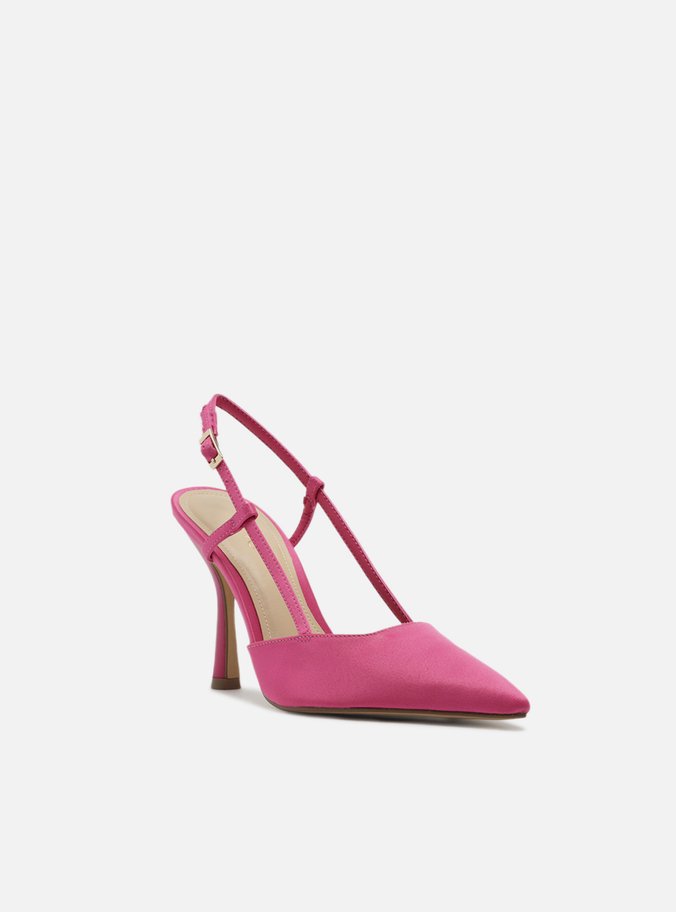 Scarpin Rosa Cetim Salto Alto Geométrico