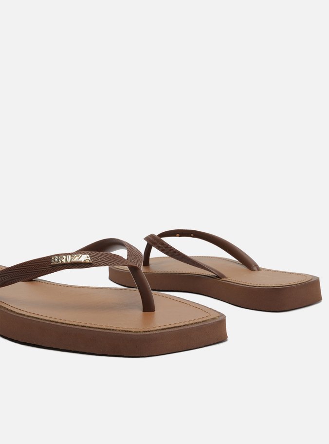 Chinelo de Dedo Marrom Escuro Square Palmilha Marrom