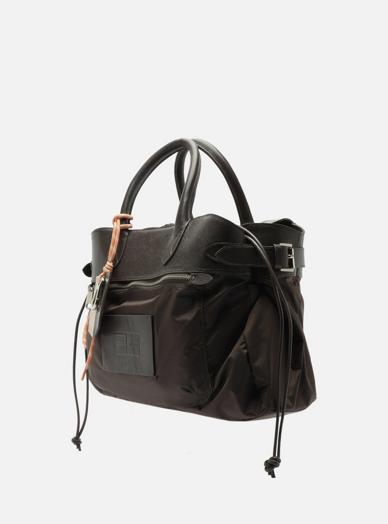 Bolsa Shopping Marrom Couro Grande Franzida — foto 2