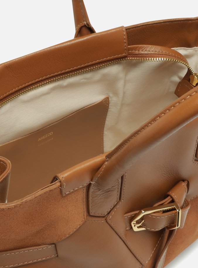 Bolsa Tote Marrom Couro Média Fivela