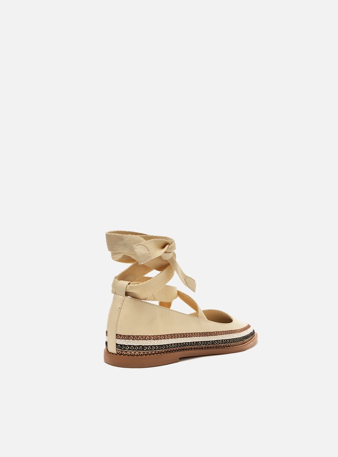 Espadrille Off-White Couro Rasteira Neutra