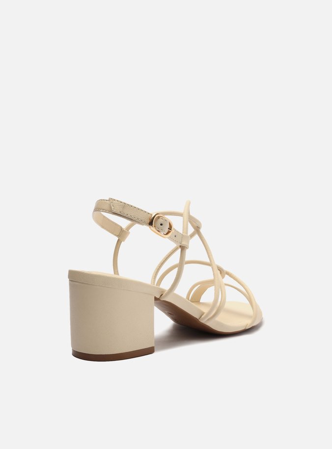Sandália Off-White Salto Bloco Tiras Enlace