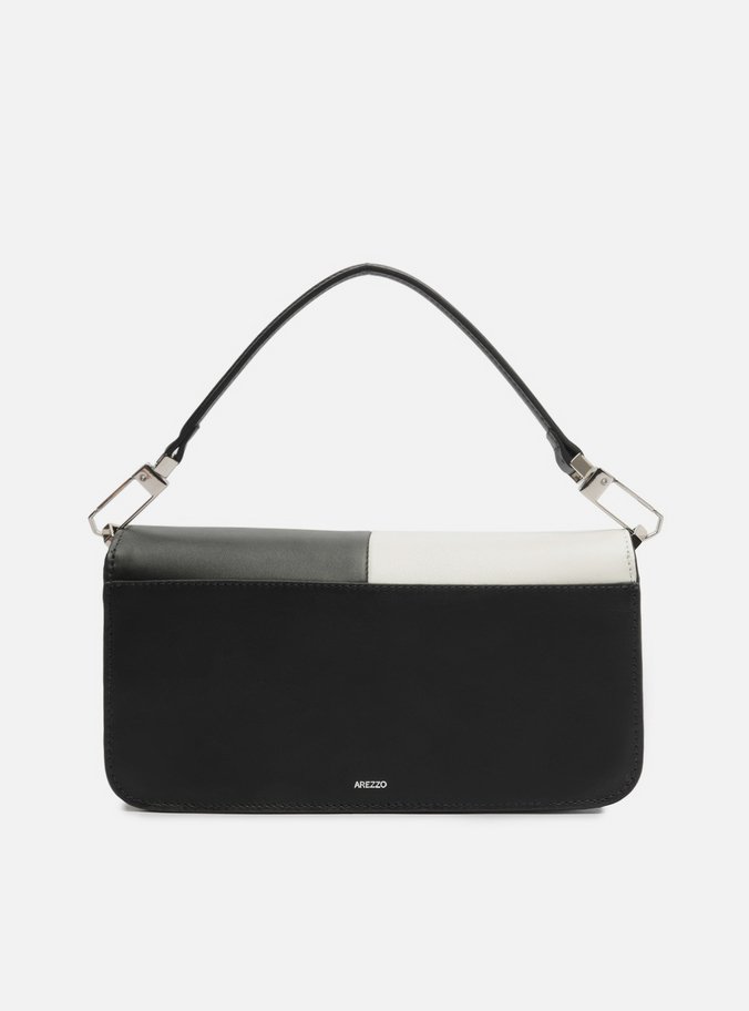 Bolsa Tiracolo Preta Couro A001 Duo Média